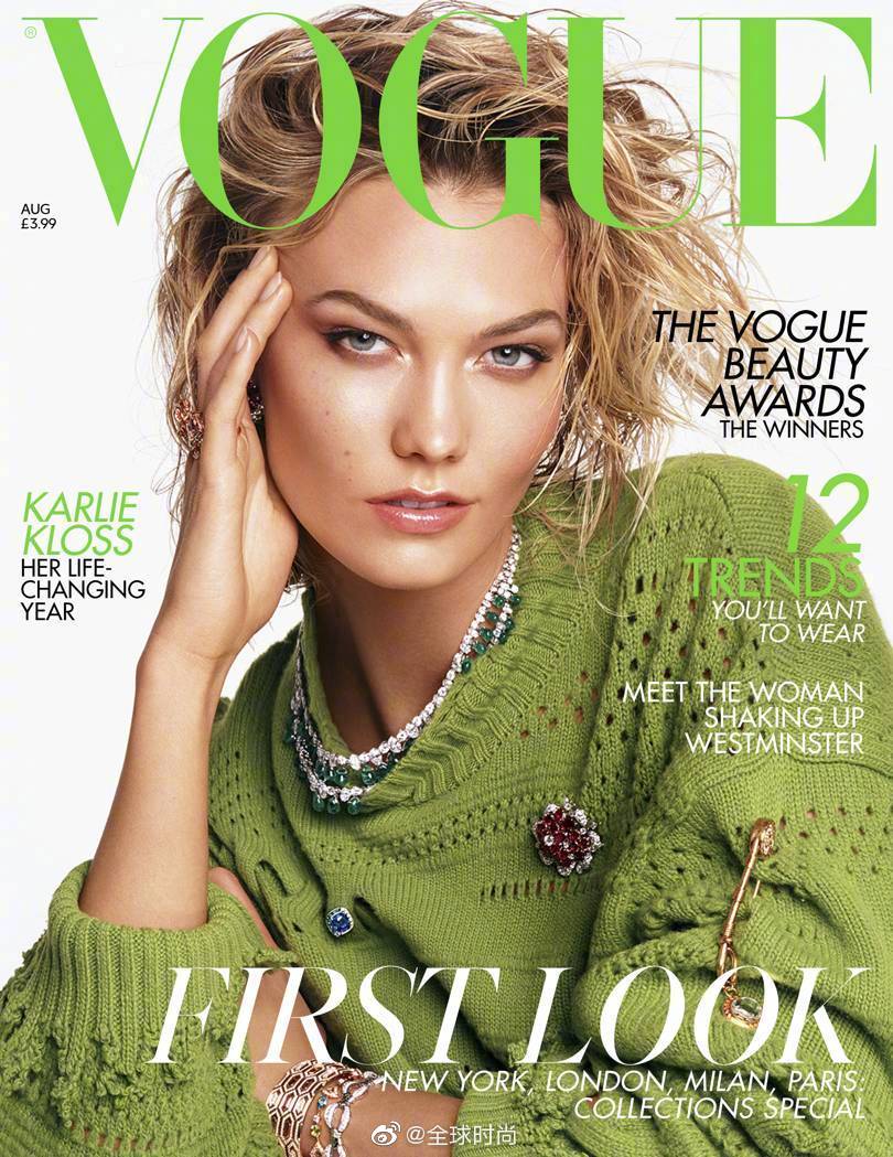 KarlieKloss &amp;《VOGUE》UK 八月刊封面｜或复古，或新潮，或摩登，来自小kk的三色多变风格。❤️