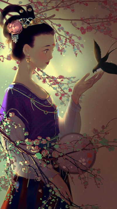 （古风美人）绘师：果果---盆栽的栀子