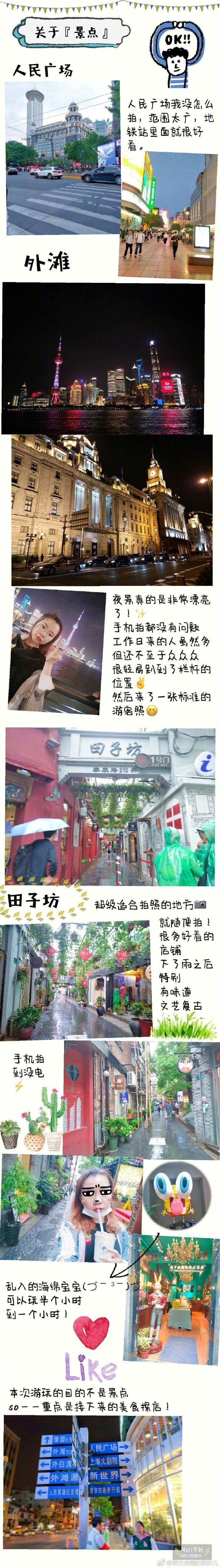 上海旅游攻略
️P1出行准备
P2住宿&交通
️（重点）P3路线安排&整理
P4景点
P5~9 20家店铺按顺序游玩&测评
最大程度节省出游的时间 提高效率。
心满意足的带着一手机的照片和一肚子的肉。 ​