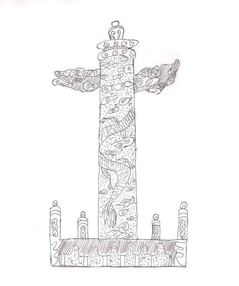 人民纪念碑柱子的画法图片