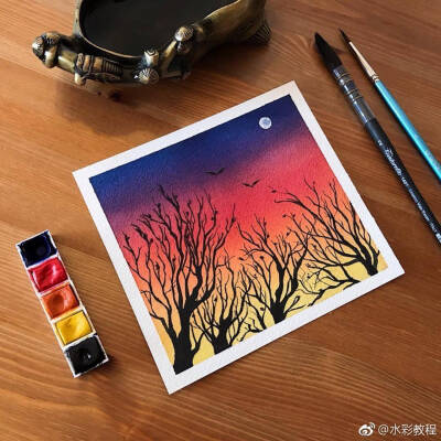 水彩画 风景手绘图