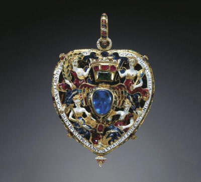 Lennox or Darnley 首饰盒，早期皇家最重要的收藏之一
据说这件珠宝是由玛格丽特（Margaret Douglas）小姐定制，送给她的丈夫苏格兰伦诺克斯伯爵（Matthew Stewart）。首饰盒设计成一个心形，顶部有四个人像…