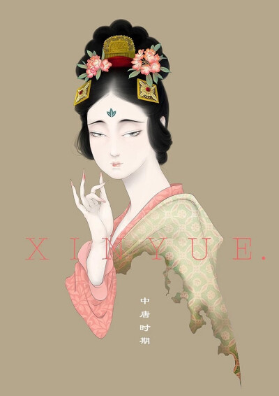 插画师笔下的《大唐女子图鉴》，插画师：御茶菓子