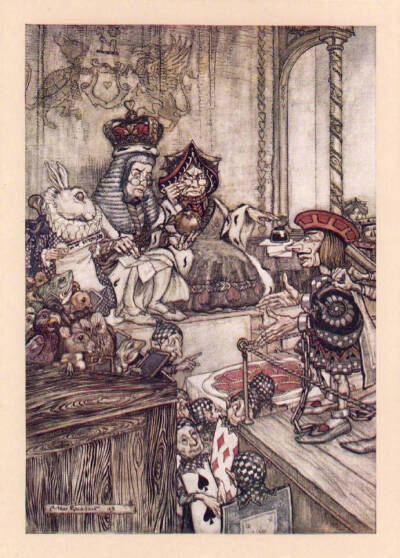 1907年英国插画家Arthur Rackham绘制的Lewis Carroll经典童话《爱丽丝梦游仙境》，从此一举成名，此後他画了许多著名的作品，包括《仲夏夜之梦》、《尼布龙根的指环》。。。Rackham的画有点邪邪的，但是透露出神秘与…