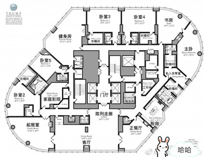 豪宅 户型图 环形大平层