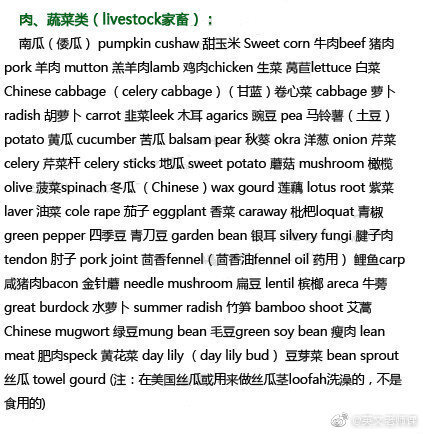 【几乎所有食物的英文翻译】包括水果类、肉类、蔬菜类、海鲜类、主食类、干果类、酒水类、零食类、饭类、面类、汤类、中西餐等的常用英语词汇，建议收藏！注意有一个问题，美式英语里豆浆一般称作Soy milk