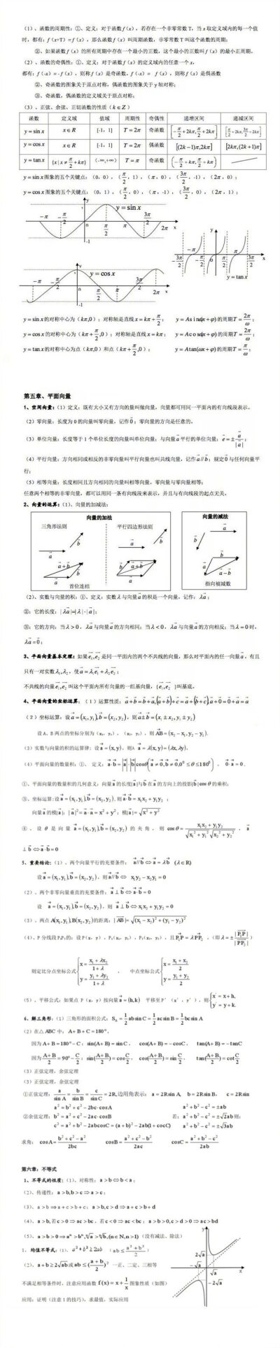 高一至高三所有数学公式，转给身边的高考党