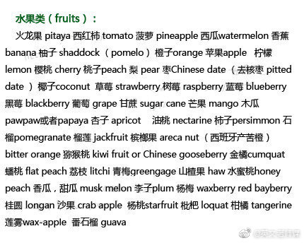 【几乎所有食物的英文翻译】包括水果类、肉类、蔬菜类、海鲜类、主食类、干果类、酒水类、零食类、饭类、面类、汤类、中西餐等的常用英语词汇，建议收藏！注意有一个问题，美式英语里豆浆一般称作Soy milk