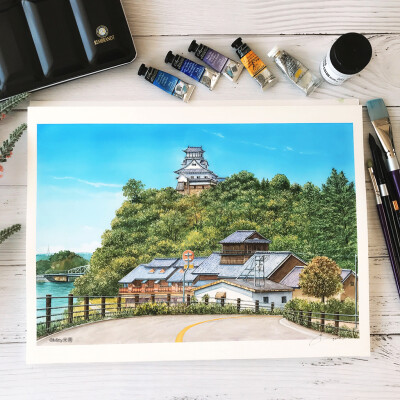 【米蒂水彩风景】把自己活在动漫的世界里，依然的蓝天白云还有那茂密的树林.... 每一天的日子虽然不简单但要拥有一颗简单快乐的心～不抱怨，不忧伤，不认输，安静过好自己的生活。