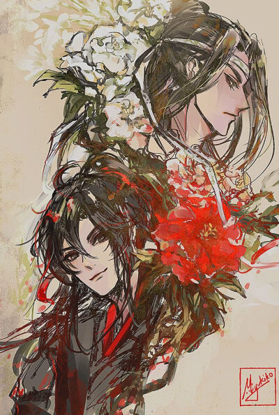 Miyukiko p站 二次元 插画 少年 动漫 魔道祖师 魏无羡 蓝忘机 id=461062