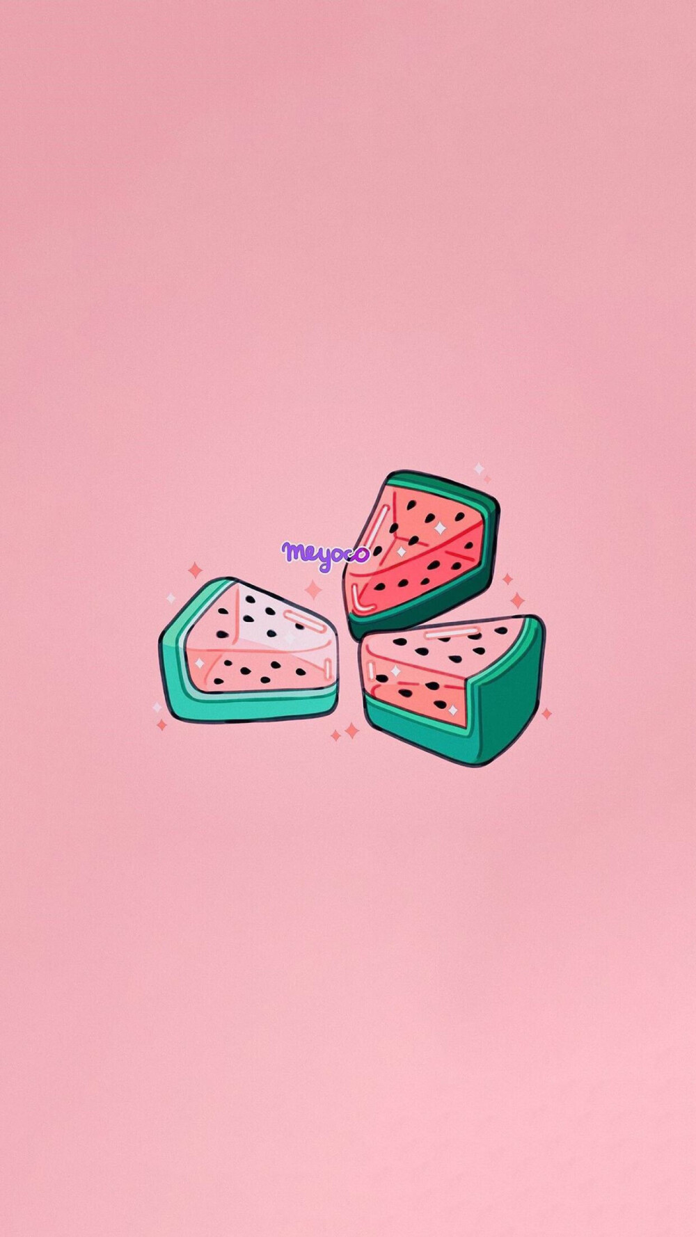 sa家壁纸素材插画粉色西瓜可爱