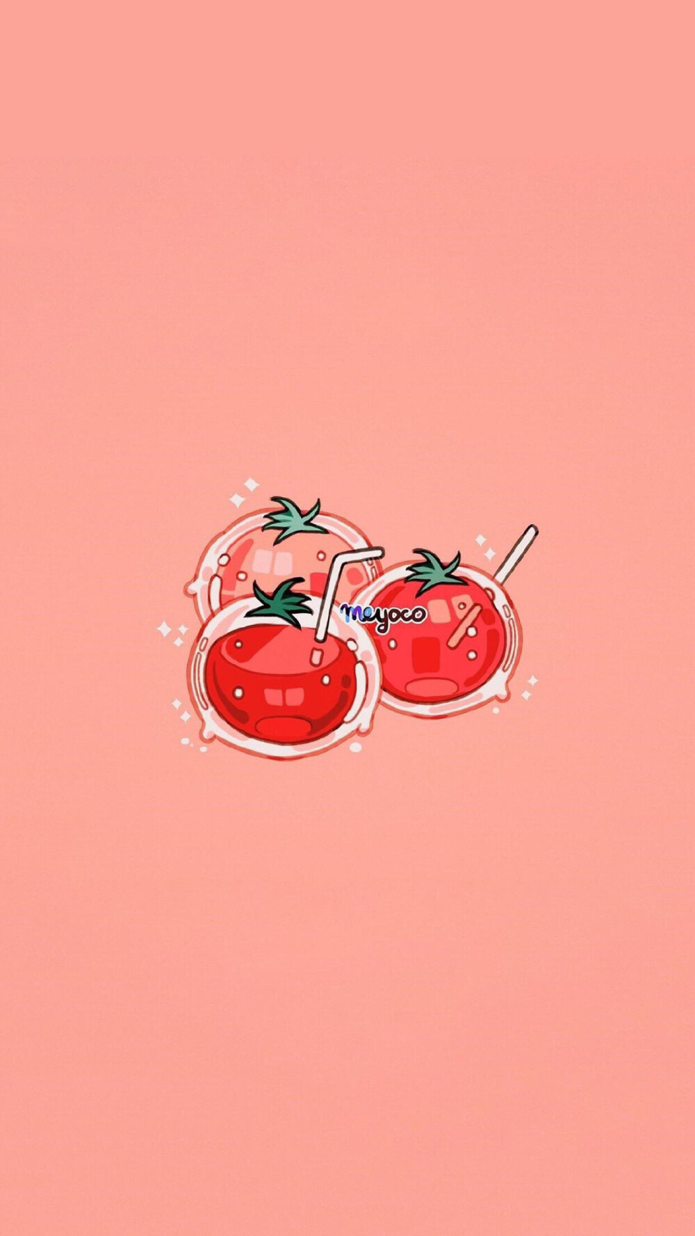 SA家 壁纸 素材 插画 粉色 西红柿 番茄 可爱