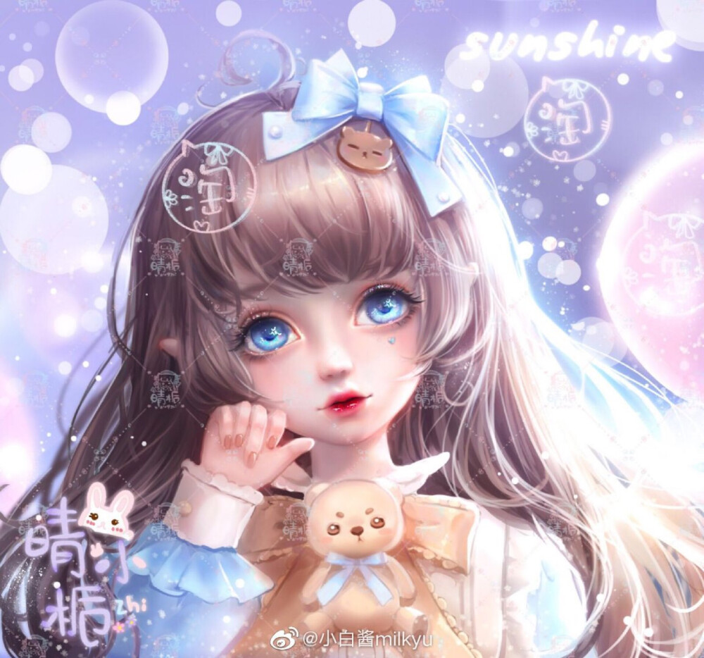 博主：小白酱milkyu。人物。Lolita。华丽。cg