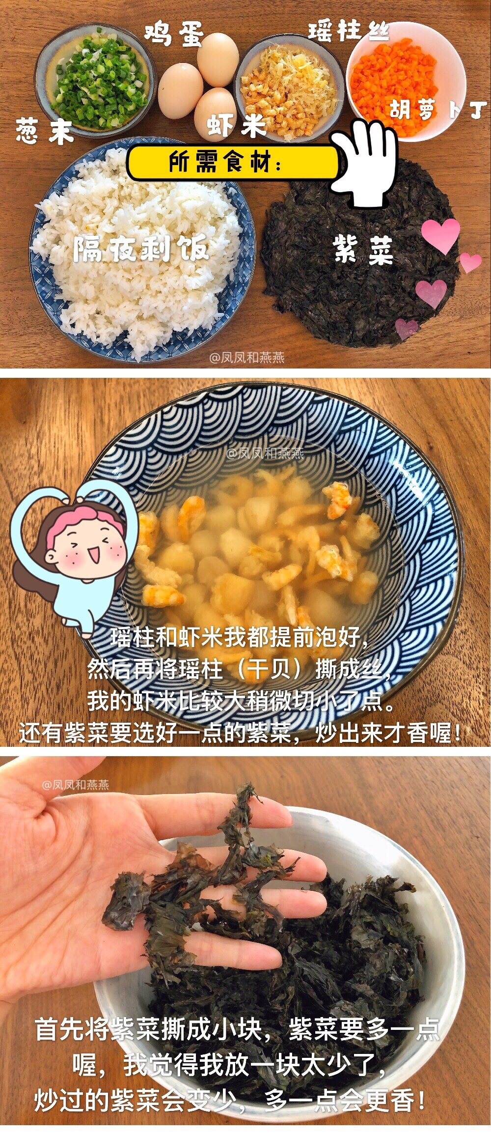 无意间看到有介绍【紫菜炒饭】
紫菜炒完变得酥酥的 炒进饭里真的很惊艳喔