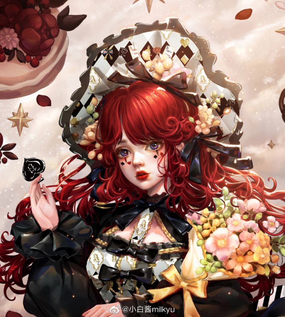 博主：小白酱milkyu。人物。Lolita。华丽。cg