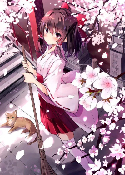 桜と巫女霊夢桜 画师:ひゆらさん