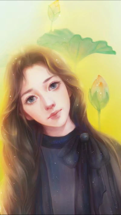 唯美清新手绘插画美女