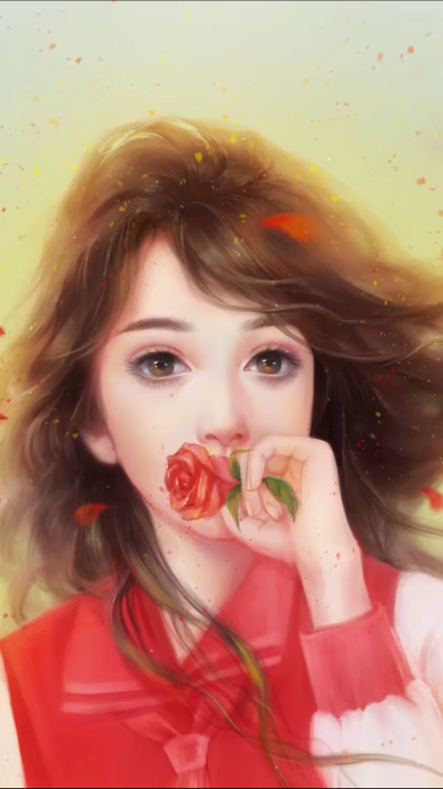 唯美清新手绘插画美女