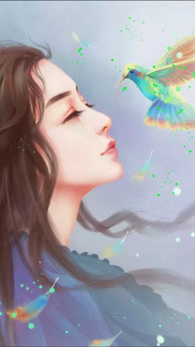 唯美清新手绘插画美女