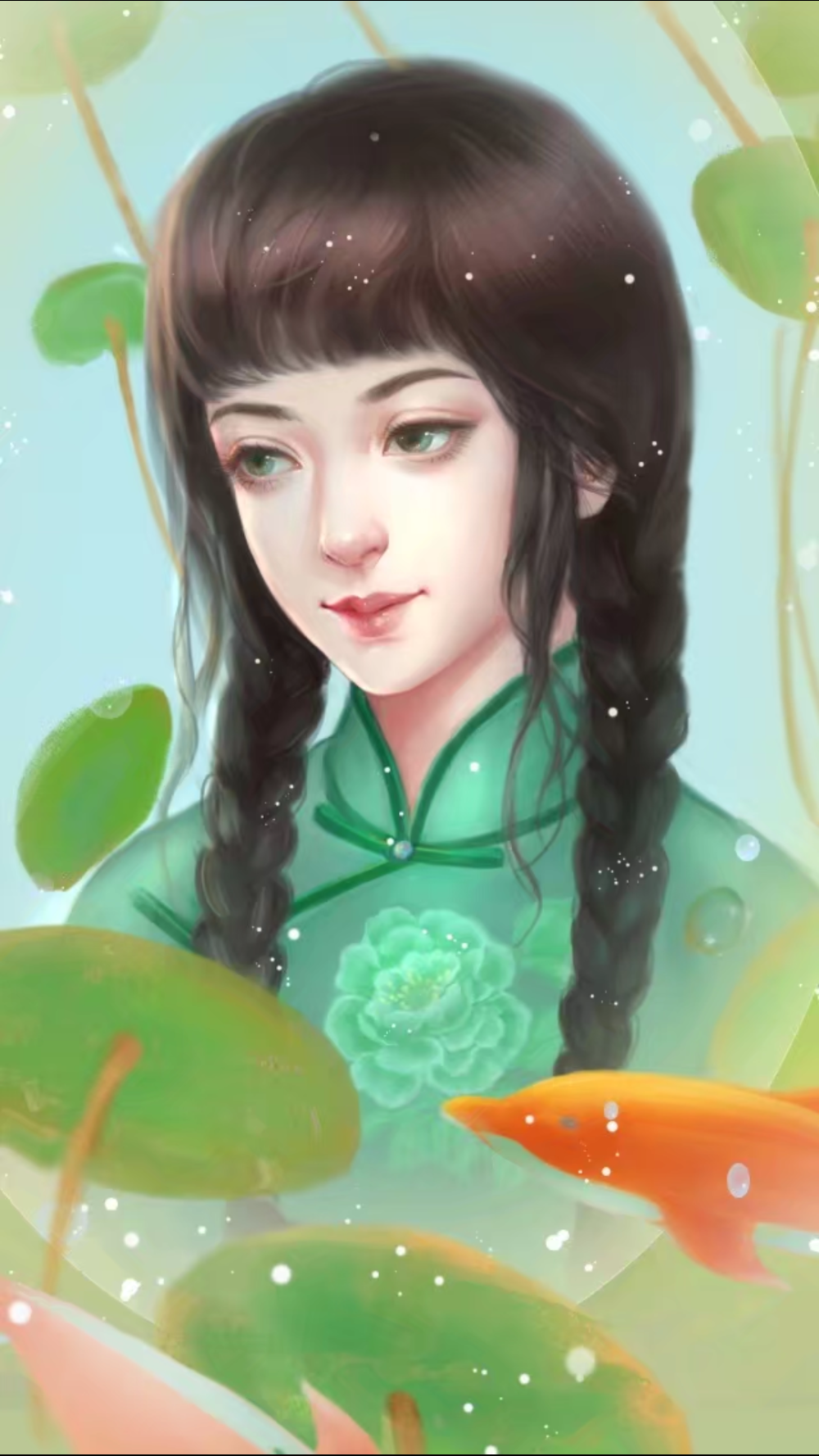 唯美清新手绘插画美女