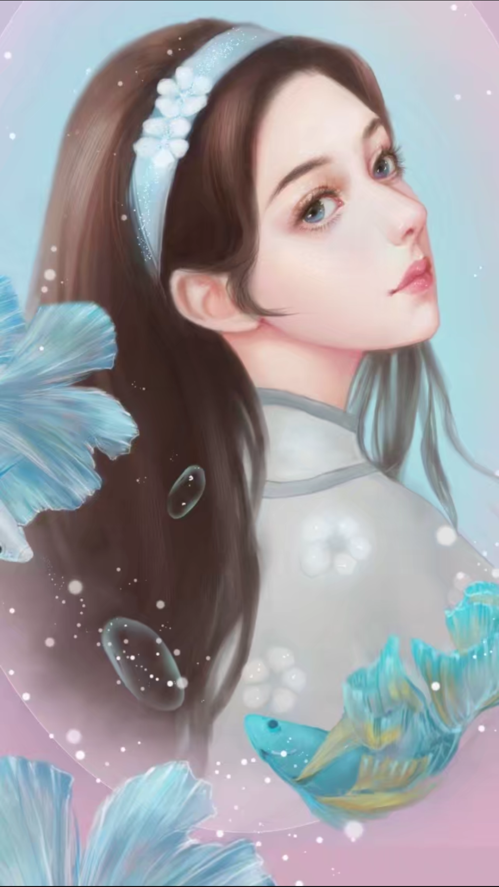 唯美清新手绘插画美女