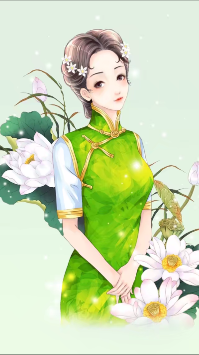 唯美清新手绘插画少女