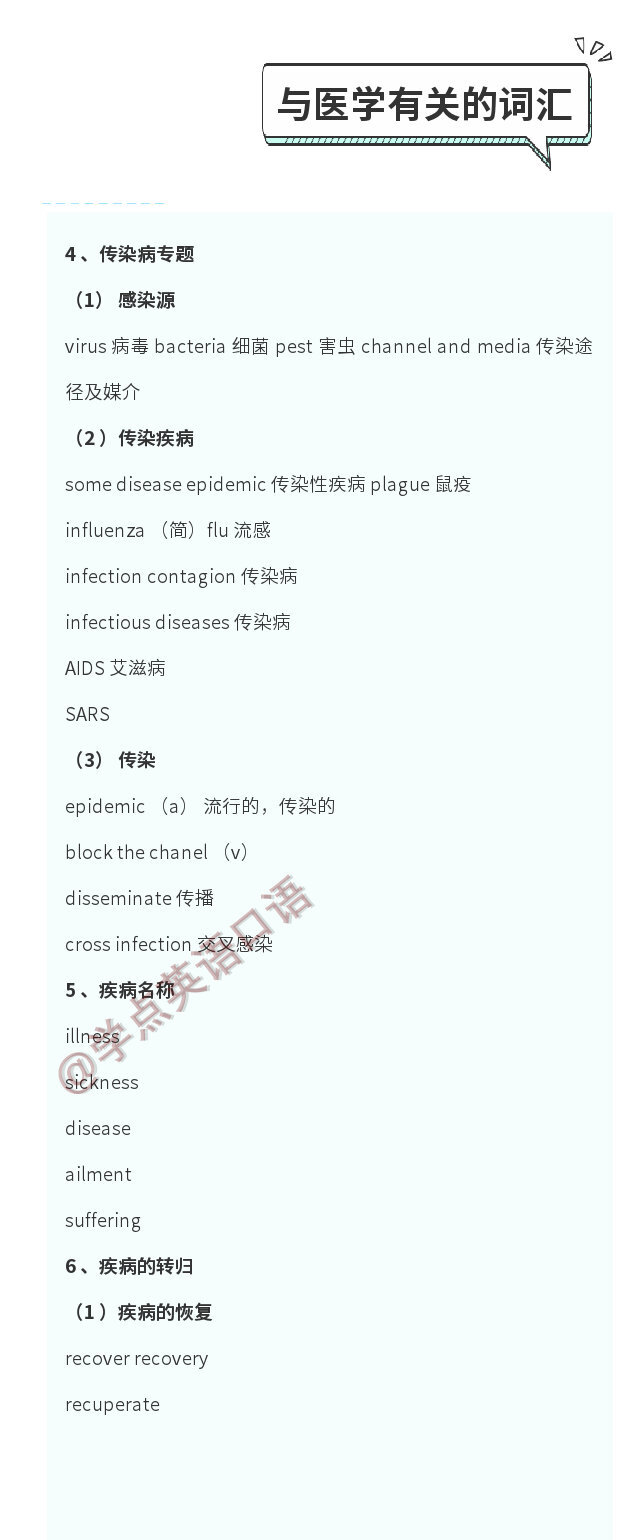 医学类英语词汇