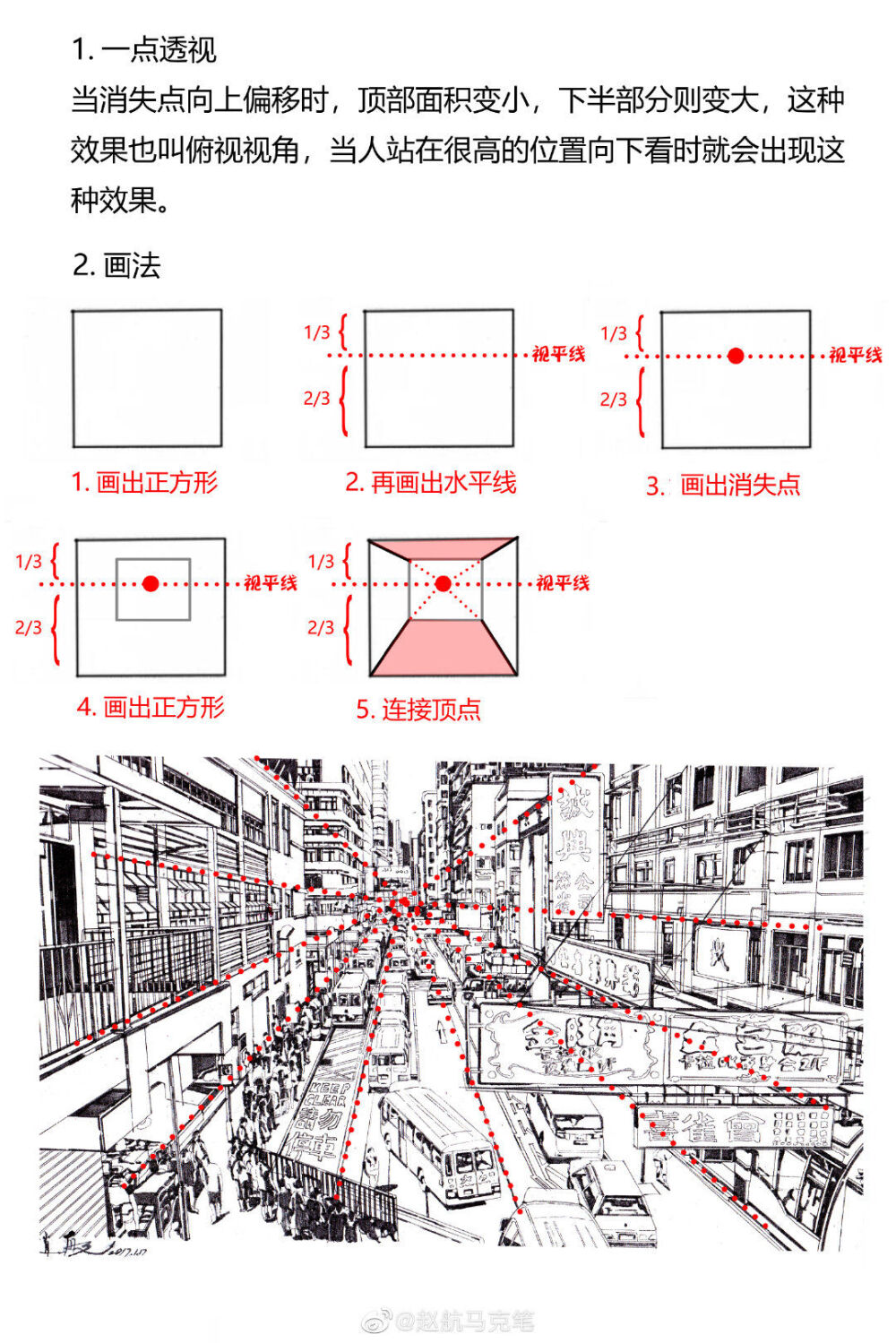 透视干货！手绘街景中透视原理及画法详解
作者： 赵航马克笔
PS:今天努力了吗
离梦想近一点点了吗 ^_^ 