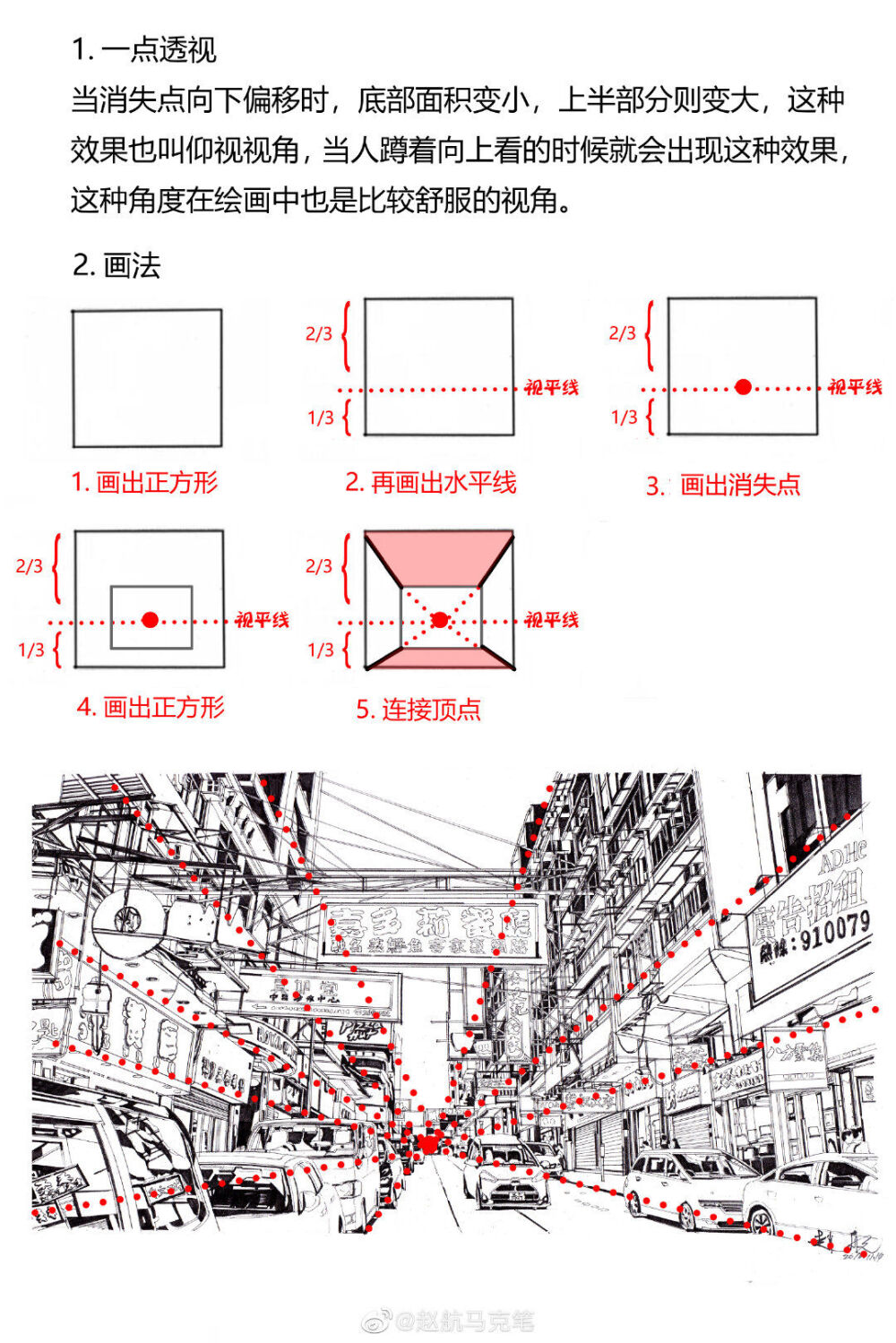 透视干货！手绘街景中透视原理及画法详解
作者： 赵航马克笔
PS:今天努力了吗
离梦想近一点点了吗 ^_^ 