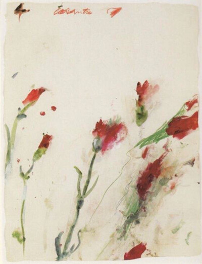 Cy Twombly
赛·托姆布雷
花朵是源于内心的巨大回响
抽象画和音乐都视为一种人文内心的“回音”，一种艺术家内部情绪的发作，而不是艺术家对于自身外部世界的描绘。 