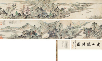 潘思牧 《虞山胜迹图》
1793年作 类 别：
规 格： 引首32×101.5cm；本幅32×339cm；题跋34×40cm
估 价： 500000-600000
著录：
款识： 引首：虞山胜迹图。乾隆癸丑春三月，丹徒王文治。
题跋：修竹满舍傍，长松当…