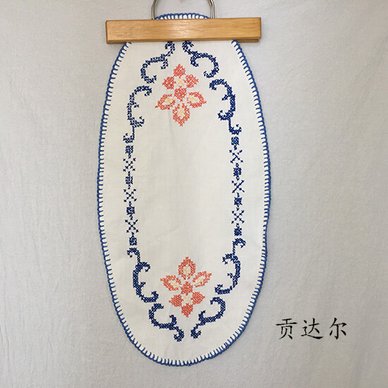 二手 美國(guó)進(jìn)口 舶來(lái)品 vintage 手工刺繡大號(hào)茶墊 裝飾墊