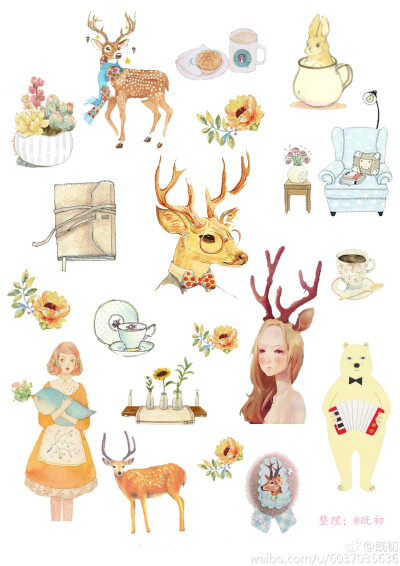 绘画 漫画 素材 水彩 卡通 手帐素材