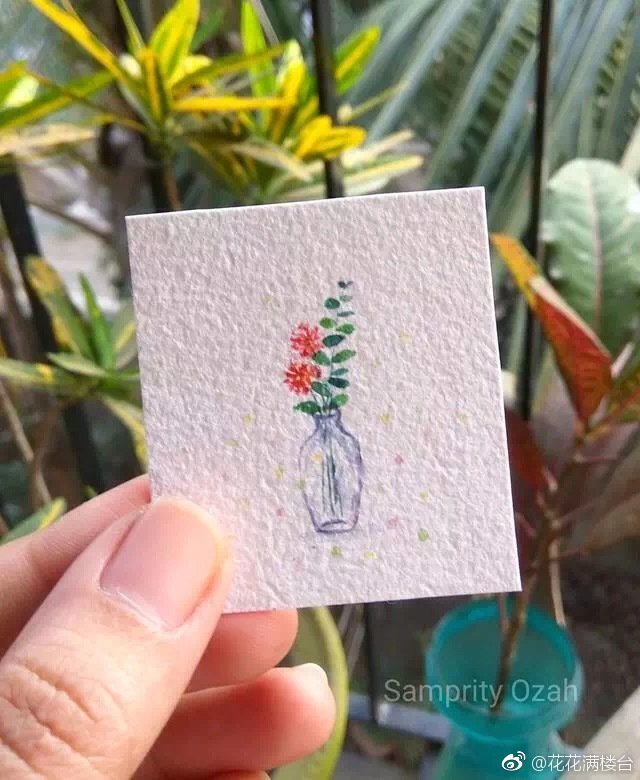 水彩迷你小画 花卉