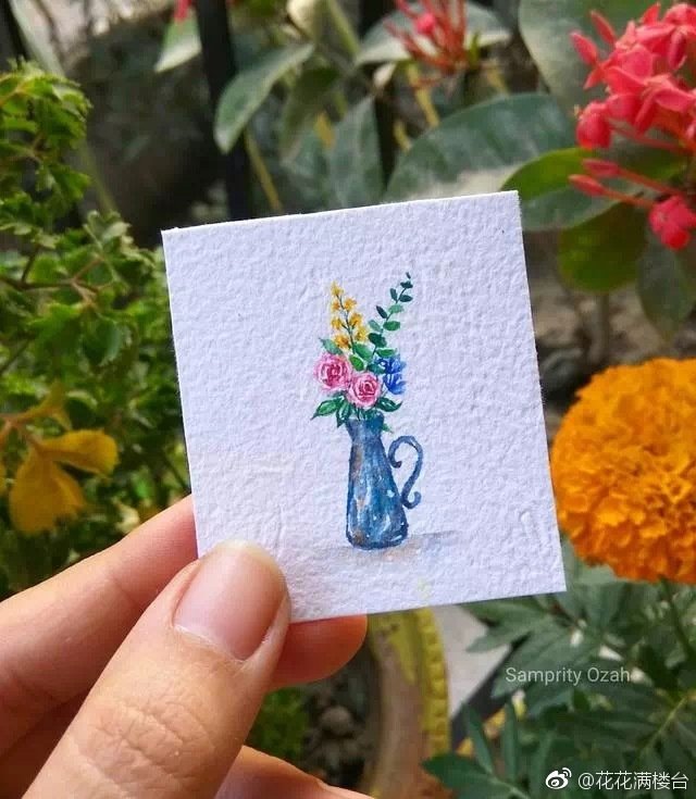 水彩迷你小画 花卉