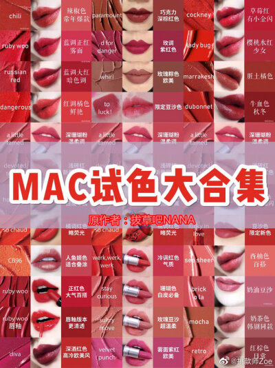 MAC口红大合集‼️最值得拥有的，全都一网打尽~
喜欢mac的小仙女在哪里！快让我看到你们的双手！