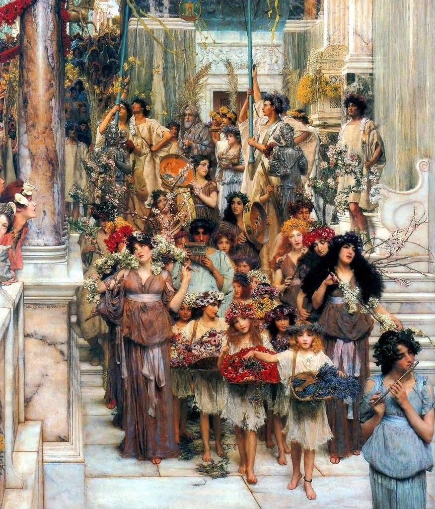 劳伦斯·阿尔玛·塔德玛（Lawrence Alma-Tadema）是19世纪末英国最着名的浪漫主义艺术家之一。他出生在荷兰的劳伦斯塔德玛，是镇公证人的家庭。后来，当他试图在艺术世界中占据一席之地时，他将他的名字的拼写改为更多的英文“劳伦斯”，并将他的中间名“Alma”作为他姓氏的一部分，所以他将被列入展览目录中的“A”。 作为一个孩子，决定Alma-Tadema将追求律师的职业生涯，但他十五岁时身心崩溃。他被诊断为消费，生活时间短，因此可以自由地享受休闲和快乐的生活。一旦离开他自己的设备，他决定学习艺术，因为他的母亲在他早期的童年时期支付了艺术课程，这是他的兴趣之一。他恢复了健康，于1852年在安特卫普皇家学院学习，并在那里获得了多项受人尊敬的奖项。他的第一部重要作品于1858年展出，赢得了很多批评，并在艺术界引起轰动。到了1862年，他在自己的工作室里创办了自己的艺术品。 