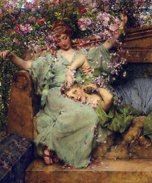 劳伦斯·阿尔玛·塔德玛（Lawrence Alma-Tadema）是19世纪末英国最着名的浪漫主义艺术家之一。他出生在荷兰的劳伦斯塔德玛，是镇公证人的家庭。后来，当他试图在艺术世界中占据一席之地时，他将他的名字的拼写改为更多的英文“劳伦斯”，并将他的中间名“Alma”作为他姓氏的一部分，所以他将被列入展览目录中的“A”。 作为一个孩子，决定Alma-Tadema将追求律师的职业生涯，但他十五岁时身心崩溃。他被诊断为消费，生活时间短，因此可以自由地享受休闲和快乐的生活。一旦离开他自己的设备，他决定学习艺术，因为他的母亲在他早期的童年时期支付了艺术课程，这是他的兴趣之一。他恢复了健康，于1852年在安特卫普皇家学院学习，并在那里获得了多项受人尊敬的奖项。他的第一部重要作品于1858年展出，赢得了很多批评，并在艺术界引起轰动。到了1862年，他在自己的工作室里创办了自己的艺术品。 