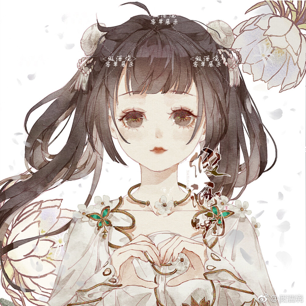 古风插画头像素材假酒烧绘