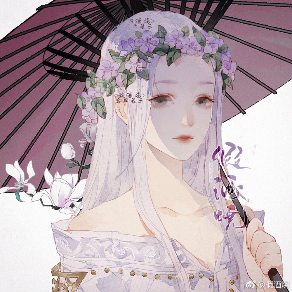 古风插画头像素材假酒烧绘