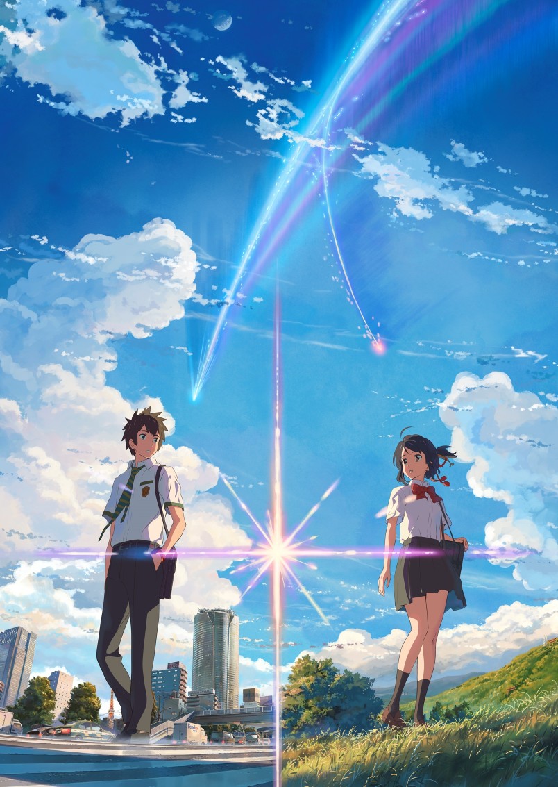 《君の名は》你的名字
立花泷，宫水三叶
#我摆脱了时间的限制，跨越次元的纽带，只为和你再度重逢#
坐等《天気の子》
