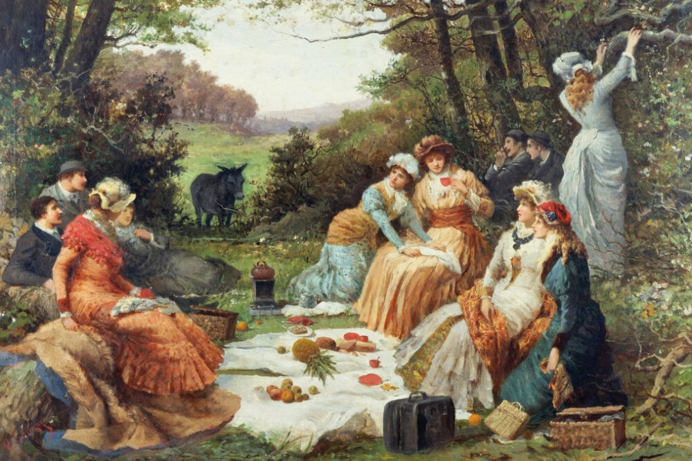 著名油画野餐图片