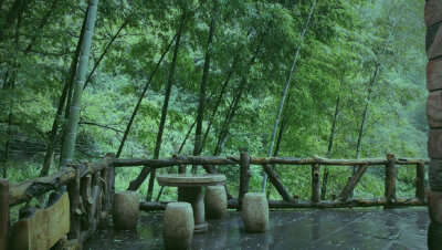 清凉静域远烦嚣，淅沥天花散雨飘。