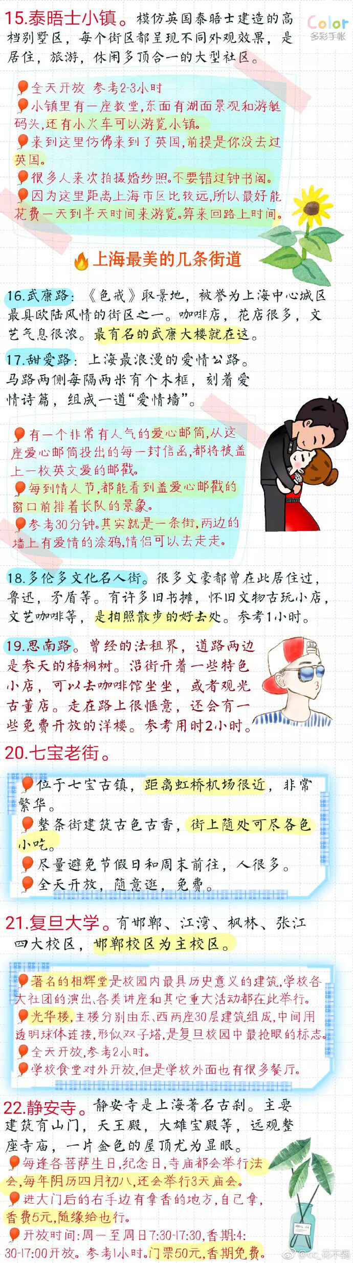 【超详细上海攻略】上海要写的详细真的是太！累！了！大大小小几十个景点！个人觉得有很多景点可以不考虑去的，主要是感受一下魔都的魅力 上海的什么博物馆啊科技馆啊各种馆特别多，选一两个感兴趣的就可以啦作者：cc_花不羁