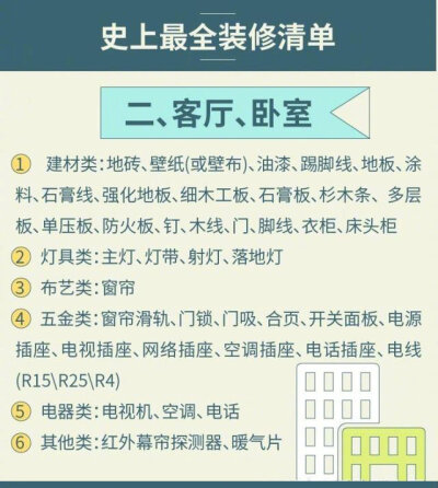 史上最全装修材料清单，需要的转走吧！