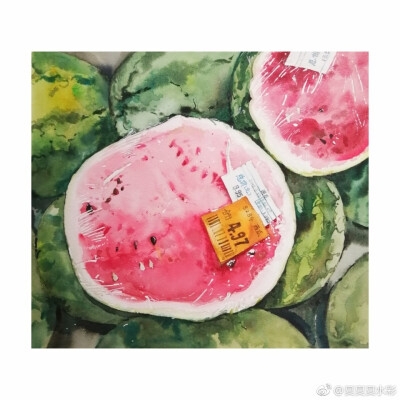 水彩水彩 （作者： 夏夏夏水彩 ）绘画题材：水果花卉