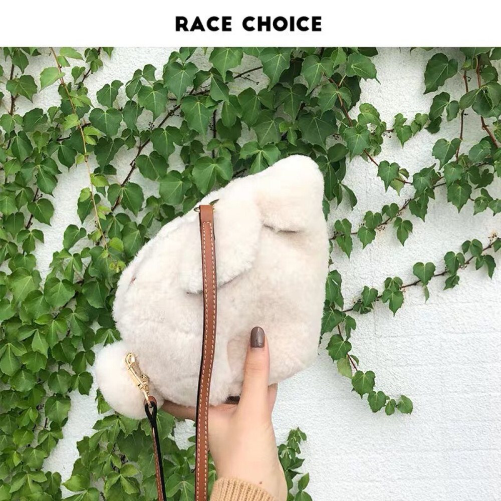 RACE CHOICE 秋冬定制羊羔毛小兔子包 毛绒绒可爱单肩斜跨小包包