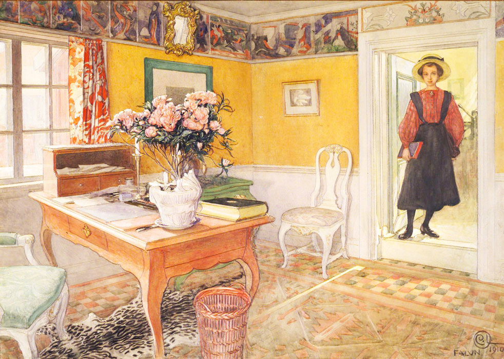 瑞典画家卡尔·拉森（Carl Larsson）终生都在以家庭、妻子和儿女为灵感进行创作，由他呈现在画中的生活，如今被称为“瑞典风格”，是全世界对瑞典、甚至北欧审美想象的源头。时隔百年，我们依然能嗅到画中花艺的清香。 ​​​