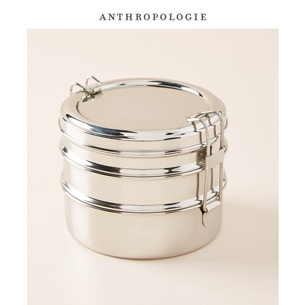 Anthropologie 时尚不锈钢午餐盒3层 美国进口便携旅行便当盒饭盒