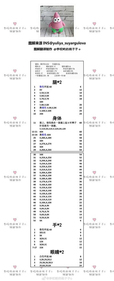 派大星钩针图解